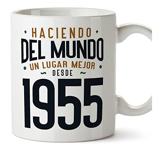 MUGFFINS Tazas 1955 Cumpleaños - En Español - Haciendo del Mundo un Lugar Mejor - 11 oz / 330 ml - Regalo original y divertido