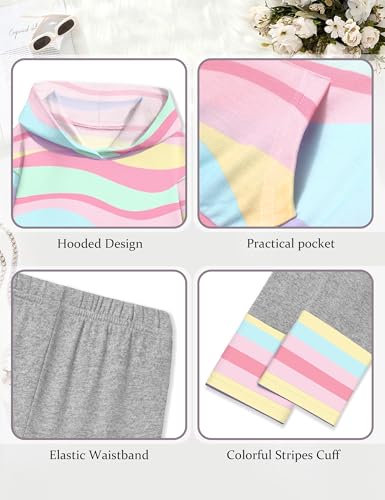 Toddler Girl Clothes Tie-Dye Stripe Color Block Toddler Girls Clothes Little Girls Kids 2pcs Outfits Hoodie Leggings