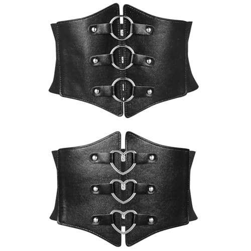 JOYOFREELY y Look Elegante para Mujer en Pu Negro Tipo Corsé 2 Cinturones Ajustables y Versátiles Diseño Clásico para Vestidos para Cumpleaños y