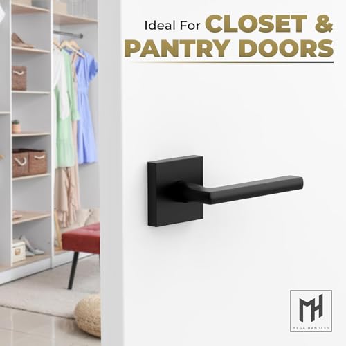 Image of Mega Handles Prime Dummy Door Handles - 4 Pack Heavy Duty Black Door Handle, Non-Turning Door Handle for Hallway, Closet & French Doors, Single Side, Fits All Standard Doors - Matte Black