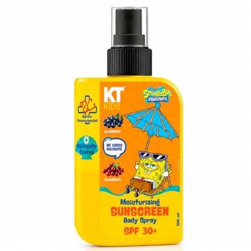 Image of Sunscreen SPF30+ Face & Body Spray for Kids 3-12 Years | UV Shield & Frizz Control with Blueberry & Cranberry | Non-Greasy | 100ml