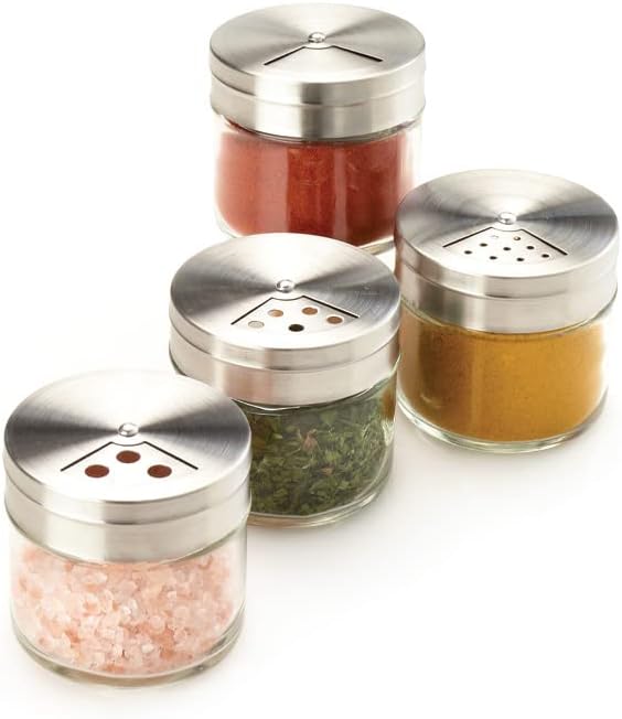 Metaltex Transparent Salt and Pepper Spice Shaker, 100 ml Capacity, Silver
