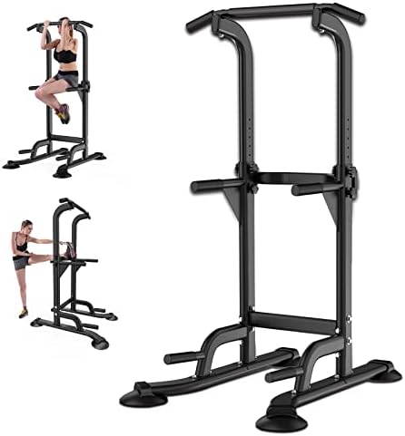 XCHIEF Power Tower Adjustable Height Pull Up & Dip Station Multi-Function Home Strength Training Fitness Workout Station for Home Gym