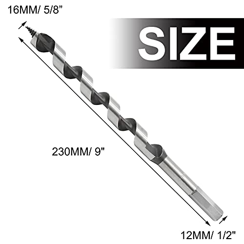 Ldexin 5/8 Inch Diameter Wood Auger Drill Bit, 9 Inch (230Mm) Length Ship Auger Bit Wood Hole Cutter For Hardwood, Softwood - 2 Pack #TOP1