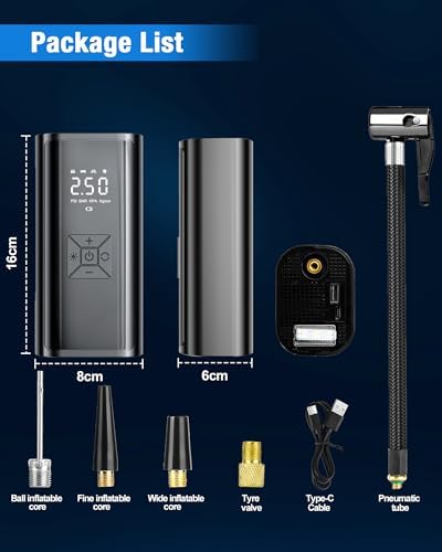 Elektryczna pompka powietrza z akumulatorem 6000 mAh, 150 psi, bezprzewodowa, elektryczna pompka powietrza z manometrem/cyfrowym wyświetlaczem LCD, mini kompresor do roweru, motocykla, samochodu,
