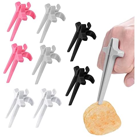 VBNZBK 8 Pcs Snack Finger Chopsticks,Snack Food Tong Clamps,Lazy Auxiliary Snack Chopsticks Keep Hands Clean for Playing Games Working and Studying in Home & Kitchen (4 Colours) Cover