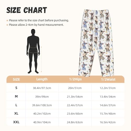 YSBKN Calças de pijama femininas com bolsos e cordão para dormir, Burros fofos, GG