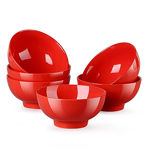 LOVECASA Serie Sweet Cuencos para Cereales Juego de 6 Piezas Tazones de Porcelana 15.5cm 660ML Tazon Redondo. Se Puede Usar en Lavavajillas, Rojo Cover