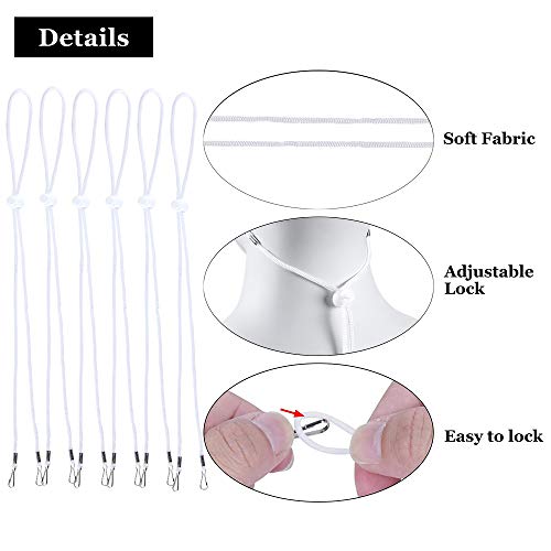 Image of 1 /3 /6 /12 Pack Face Mask Lanyard for Adults Children, Adjustable Length Face Cover Breakaway Lanyard with Clip, Mask Lanyard Neck Strap Holder for Face Cover Glasses Sunhat (1 pcs, White)