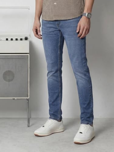 Image of WROGN Men's Slim Fit Jeans | Cotton Stretch | Solid | Casual Denim