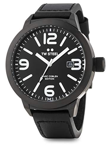 TW Steel Marc Coblen Edition avec bracelet en cuir 50u00a0MM Noir/Noir twmc55