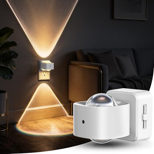 Image of Briignite Night Light Projector, LED Night Lights Plug into Wall, 180 Rotating Night Light for Kids, Dusk to Dawn Sensor, 0-150LM Dimmable, Warm White Ambient Lighting for Bathroom, Gifts, White