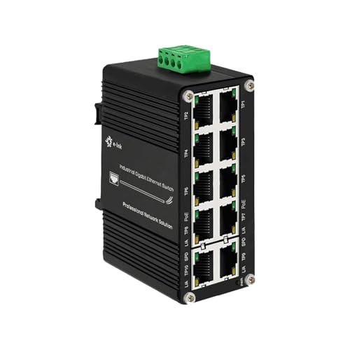 Image of Mini Industrial 10-Port Gigabit PoE+ Switch with 2 Uplink Ports, IEEE 802.3af /at 30W, 12~48V DC Redundant Power Input, Booster Function, Up to 240-watt PoE Budget, Din Rail Mount