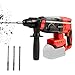 Marteau perforateur sans fil pour Milwaukee, marteau perforateur électrique SDS-Plus sans balais avec 4 fonctions, poignée auxiliaire à 360°, 3 forets pour béton, mur de brique, métal (sans batterie)