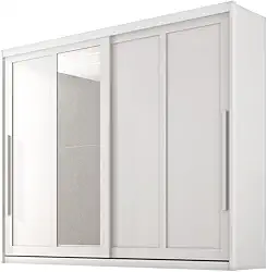 Guarda Roupas Casal 2 Portas de Correr com Espelho 100% MDF 6 Gavetas Firenze