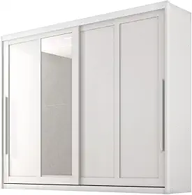 Guarda Roupas Casal 2 Portas de Correr com Espelho 100% MDF 6 Gavetas Firenze