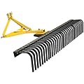 YINTATECH 60 inch Landscape Rake Tractor Attachments, 3 Point Quick Hitch Rock Rake for Category 1 Garden Driveway to Collecting Gravels Leaves Branches, Black & Yellow