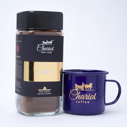 Image of Chariot New York Arabica Rich Aroma Spray Dried Instant Coffee 200g (100% Pure Arabica, No Chicory) with 400ml Premium Stainless Steel Coffee Mug | Strong, Smooth, Authentic Taste
