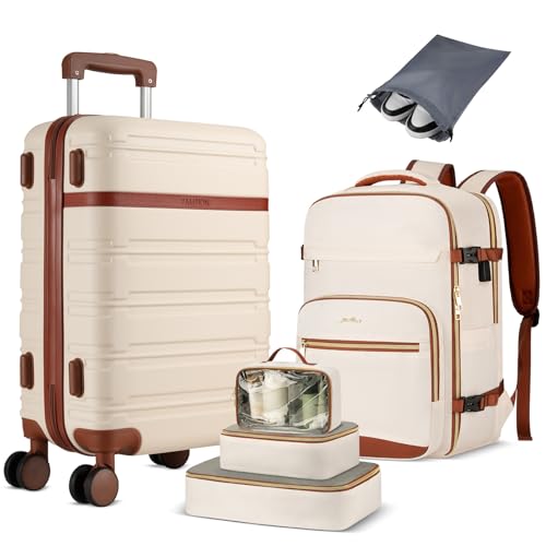 Image of YAMTION Luggage Sets 6 Piece,Hardside 20In Suitcase with Spinner Wheels,TSA Lock,Carry On Suitcase Travel Essentials for Personal Items