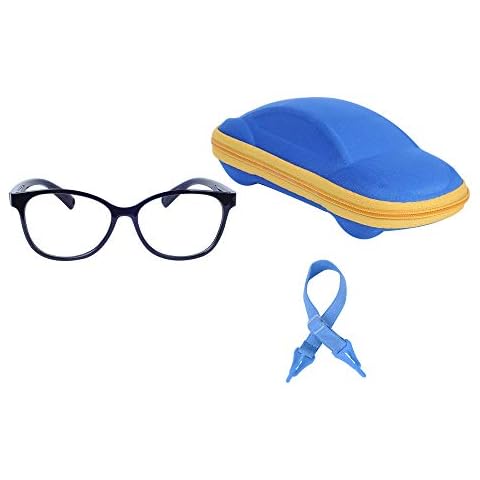 Kinder Brille Blaulichtfilter Ohne Stärke UV Blockieren TR90 Brillenfassungen für Jungen und Mädchen + Einstellbare Brillenband + Brillenetui Cover