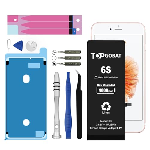 TOPGOBAT Ersatz für iPhone 6S Akku 4000mAh Akku mit hoher Kapazität für das Modell (A1633 A1688 A1691 A1700) mit Ersatzwerkzeug Kits