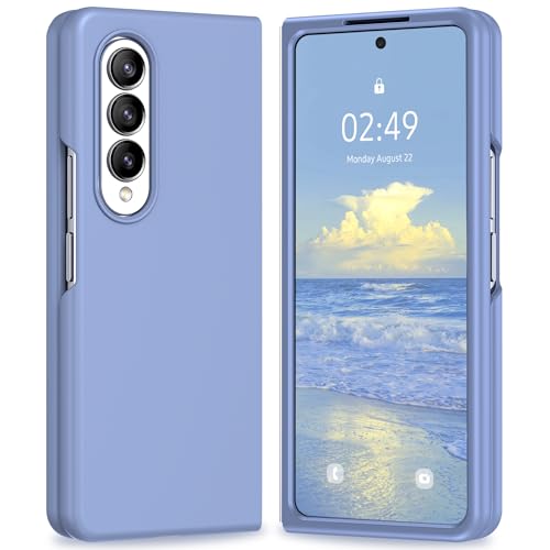 Meifei case for Samsung Galaxy Z Fold 4 5g, Compatible with Galaxy Z Fold 4 7.6 Liquid Silicone Case Hard PC Soft Silicone Slim Fit Protective Rubber Case for z fold4, Light Purple