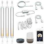 LAMPAOUS Smart LED Under Cabinet Lights Work with Alexa,Siri, Echo, Google Home and IFTTT No Hub Required, 2700K to 6500K, App Wireless or Voice Control 3 Lights Bars kit Extension Cord not Inclued
