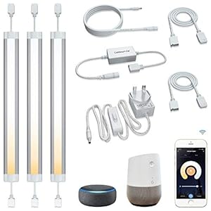 Smart LED Under Cabinet Lights Work with Alexa Siri Echo Google, Under Cabinet Lighting Warm to Cool White Strip, App or Voice Control 3 Lights Bar Kit for Kitchen Unit Light, Shelf, Counter Cupboard