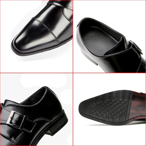 Men's Genuine Leather Monk Strap Loafers Fashion Classic Cap Toe Low Top Slip On Dress Oxford Shoes Business Casual Office Wedding Formal Shoes2