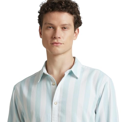 Image of Pepe Jeans Men's Casual Shirt | Striped Shirt for Men| Regular Fit | Vertical Stripes | Full Sleeve | Available in Plus Size