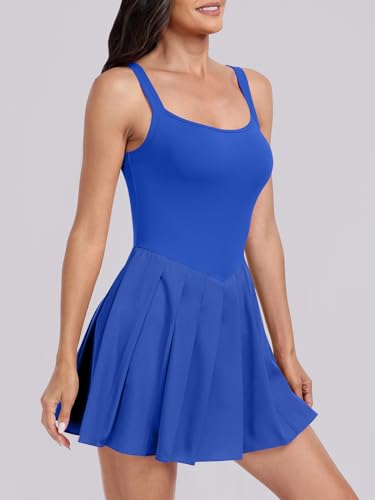 Image of ANRABESS Women's Tennis Athletic Pleated Summer Mini Dress 2026 Golf Workout Build in Shorts Casual Romper Short Sundress