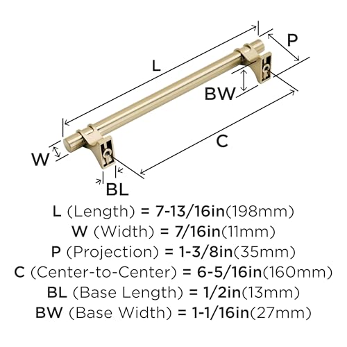 Image of Amerock | Cabinet Pull | Champagne Bronze | 6-5 /16 inch (160 mm) Center to Center | Davenport | 1 Pack | Drawer Pull | Drawer Handle | Cabinet Hardware