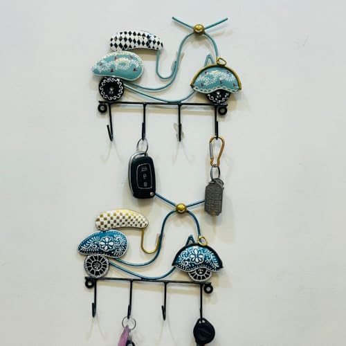 Image of PEDEX - Metal Multipurpose Scooter Key Holder with Hooks Decorative Multicolor Wall Hanger for Keys Decor | Ideal for Entryway, Living Room, Office, Cafe (Each Size 9x7 Inch)