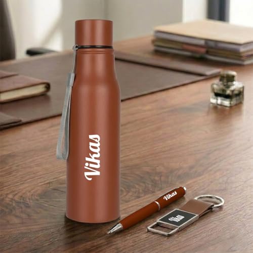Image of Giftana Personalized Name Water Bottle 750ml, Birthday Gifts (Tan 1)