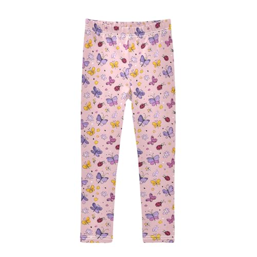 Cartoon Butterfly Pattern Girls Leggings Kids Yoga Pants Athletic Tights Pants 4-10 Years