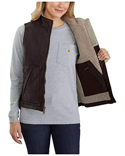 Carhartt Women's Relaxed Fit Washed Duck Sherpa-Lined Mock-Neck Vest3