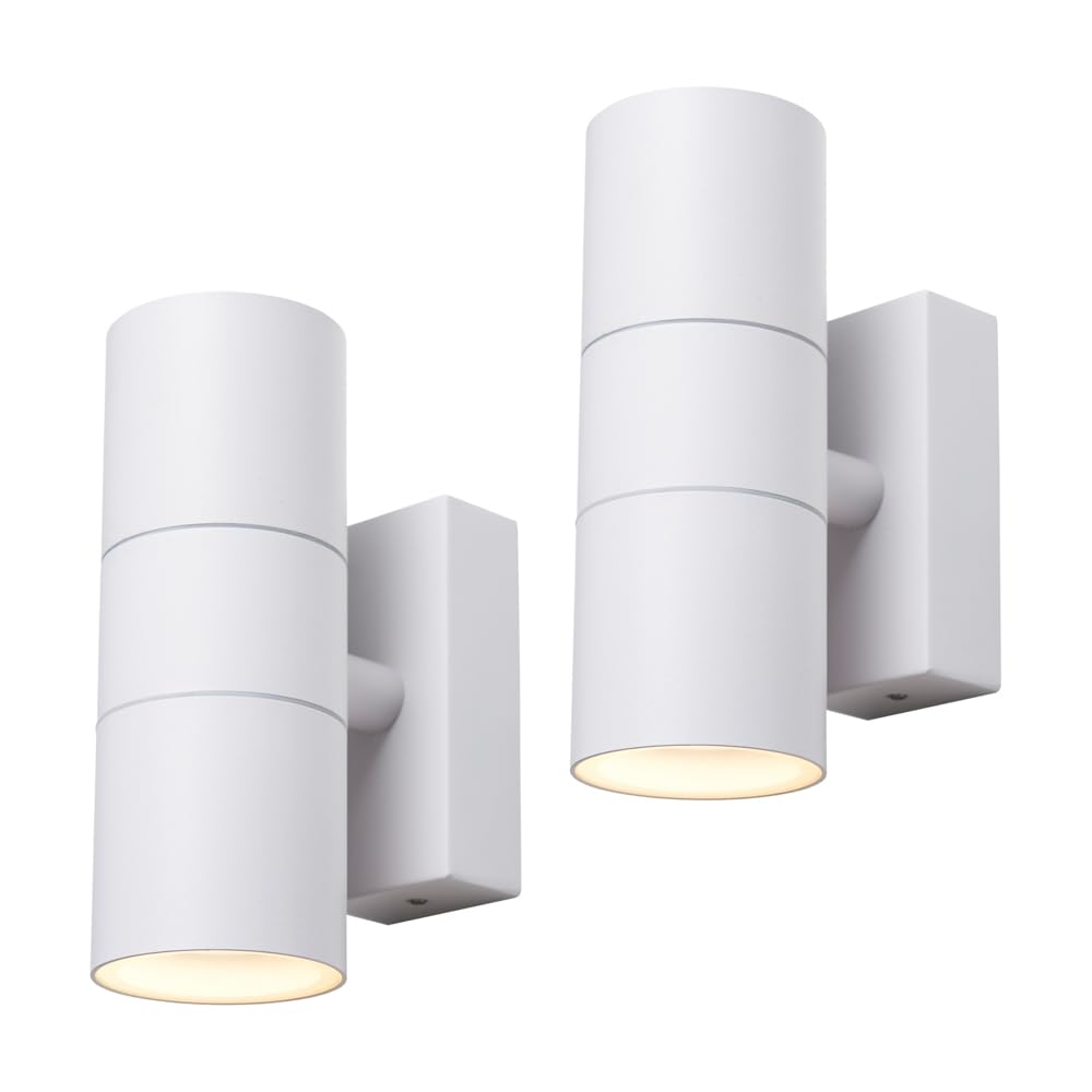 LITECRAFT Kenn Up & Down IP65 Rated Outdoor Wall Light - (White, Pack of 2)