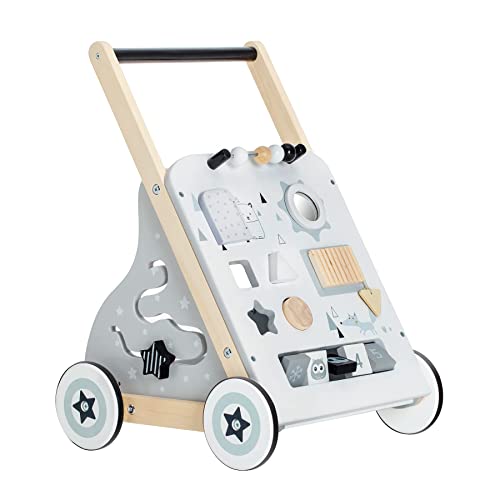 Image of Wooden Baby Walker, Baby Push Walkers, Walker for Baby Boys and Girls, Baby Activity Center, Toddler Montessori Toys for 1+ Year Old, Kids Multi-Activity Learning Walker