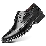 Men's Dress Oxfords Classic Lace Up Wing Tip Brogue Leather Shoes Business Formal Derby Shoes (Black,11,Male)