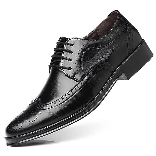 Men's Dress Oxfords Classic Lace Up Wing Tip Leather Shoes Formal Derby Shoes for Business Work Prom Dating
