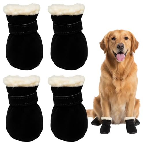 DqiUnaX Hundeschuhe Pfotenschutz Outdoor, 4 Paar wasserdichte Hundeschuhe Für Verletzungen, Hunde Schuhe Outdoor Für Kleine Hunde, Größe S (4 cm)