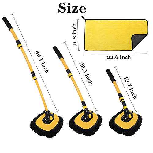 Bmlei Car Wash Brush With Long Handle, Microfiber Towels Car Wash Kit Cleaning Supplies, Car Wash Mop Mitt With 2 Replacement Head, Extension Pole Car Brush Cleaning Kit For Cars Trucks #TOP4