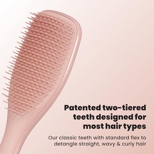 Image of Tangle Teezer Ultimate Detangler Brush, Straight to Wavy, Summer Rose | Patented two-tier, regular-flex teeth reduce breakage & split ends on wet or dry hair; Shower-friendly hairbrush for all ages