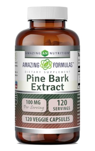 Image of Amazing Formulas Pine Bark Extract 100 Mg | Veggie Capsules Supplement | Non-GMO | Gluten-Free | Made in USA (1 Pack | 120 Count)
