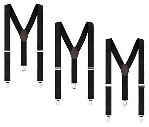 DESERMO Herren-Hosenträger mit extra starken 4 Metall-Clips | Flexibel verstellbar, elastisch | Y-Style, 3 cm breit, Schwarz