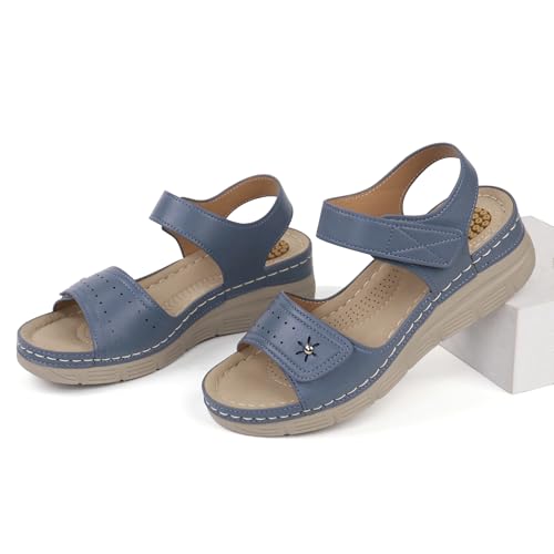 Image of JABASIC Women Comfortable Sandals Orthotic Walking Sandals Orthopedic Arch Support Sandals