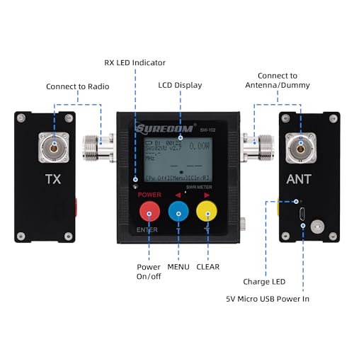 Mcbazel Surecom SW-102S SO239 Anschluss Digitales VHF UHF 125-525Mhz Leistungs- & SWR-Messgerät