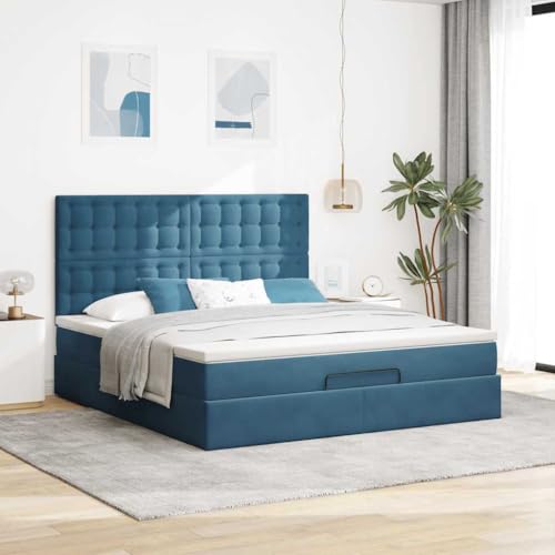 lattenroste Bed Frame betten futonbettOttoman-Bett mit Matratzen Dunkelgrau 200x200 cm SamtGeeignet für Schlafzimmer – Bild 5