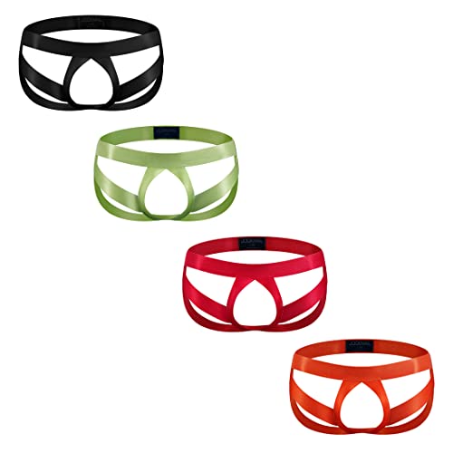 JOCKMAIL 4PCS/PACK Mens Underwear Jockstrap Thong Underwear Stretch Mens Jockstrap G-string Athletic Supporter