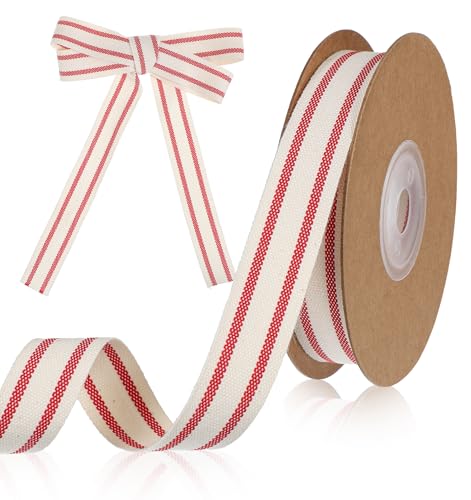 Red and White Striped Ribbon 5/8 Inch x 10 Yards Red Striped Ribbon for Easter Graduation Gift Wrapping Cake Present Craft DIY Party Home Decor